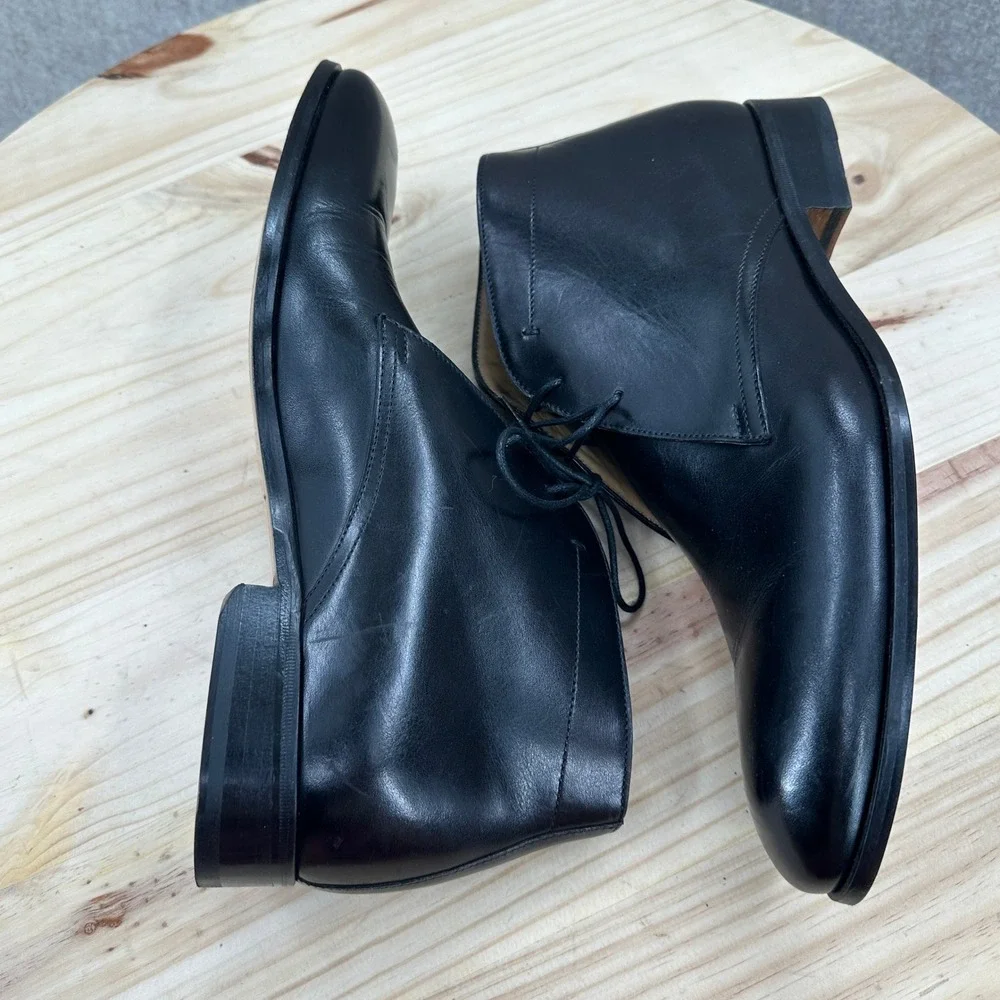 Ace Marks Black Leather Chukka Oxford Boots‎ 9 Ankle Dress Lace Almond Toe Shoes